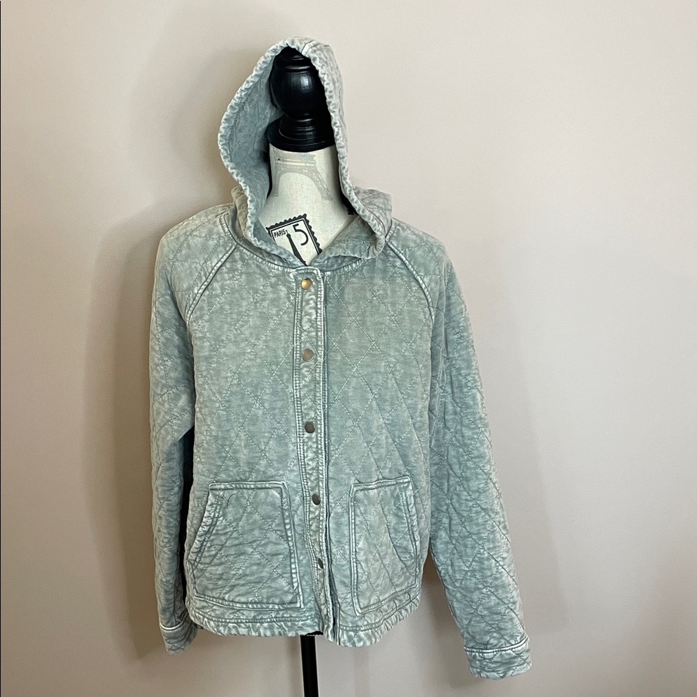 Jane & Delancey Washed Gray Quilted Utility Jacket